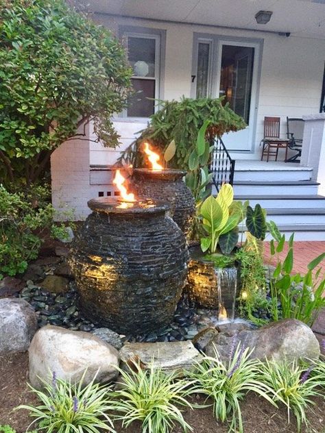 water feature fire installation ideas rochester ny acorn ponds, Addition of FIRE Designer Landscaping, Aesthetics Landscape, Gardens Decor, Landscape Aesthetic, Aesthetic Landscape, Small Front Yard Landscaping, Patio Pergola, Pond Ideas, Gardening Design