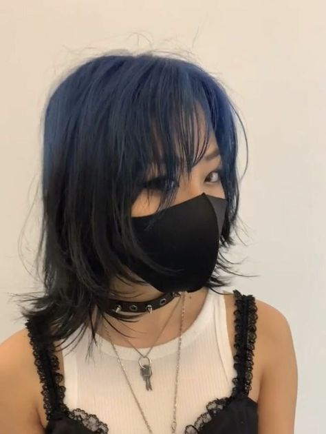 Wolf Cut, Blue Hair, A Woman, Hairstyles, Mask, Hair, Blue, White, Instagram