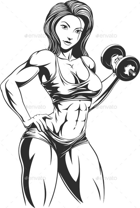 Female Biceps, Bodybuilding Logo, Gym Wallpaper, Gym Art, Fitness Art, Gym Decor, Muscle Girls, Drawing Tutorials, Girls Cartoon Art