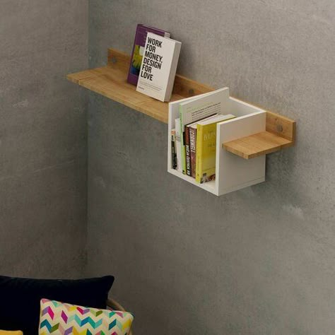 Cleobury Wall Shelf 17 Stories Simple Bookshelves, Wooden Furniture Ideas, Wooden Shelf Design, Unique Wall Shelves, Corner Shelf Design, Shelf Decor Bedroom, Wall Shelves Bedroom, Bookshelves In Bedroom, Floating Shelf Decor