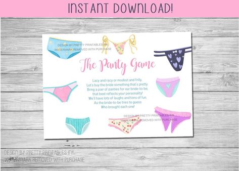 Lingerie Party Games, Lingerie Shower Games, Game Bachelorette Party, Fun Bachelorette Party Games, Bridal Shower Bachelorette Party Ideas, Bachelorette Party Game, Hens Party Invitations, Hen Party Games, Pretty Printables