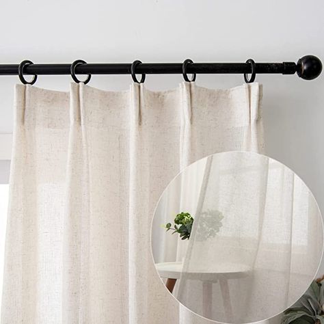 Amazon.com: Ftinala Semi Sheer Curtains Linen Textured Natural Farmhouse Curtains for Living Room Pinch Pleat Curtains 108 Inches Long 2 Panels Privacy Curtains & Drapes Light Beige Boho Window Sheers Decor : Home & Kitchen