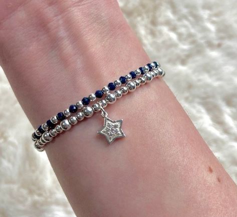 Cool Beads Bracelets, Beaded Star Bracelet, Bracelet Beads Ideas, Diy Bracelets Beads, Silver Beaded Bracelets, Star Bracelets, Charm Bead Bracelet, Star Accessories, Etsy Bracelets