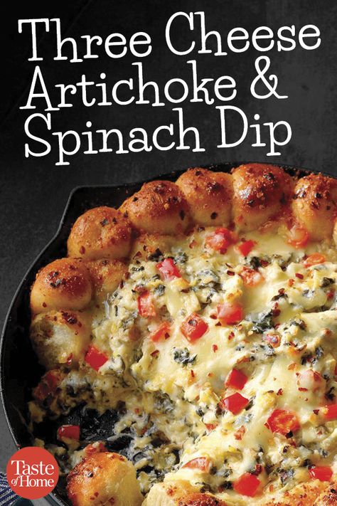 Three Cheese Artichoke & Spinach Dip Artichoke Spinach Dip, Three Cheese Artichoke Dip, Baked Three Cheese Spinach Artichoke Dip, Spinich Artichoke Dip, Spinach Artichoke Dip Applebees, Spinach Articoke Dip, Spinach Dip Recipe, Artichoke Recipes, Spinach Artichoke Dip