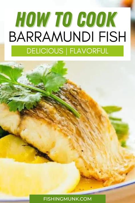 Learn How To Cook Barramundi Fish! Barramundi is not only enjoyable to eat, but it also offers a pleasant culinary experience. With its mild flavor and succulent texture, this fish is a delight to savor. So, if you've been curious about the taste of barramundi before trying it, rest assured that it is indeed a delicious choice, whether you catch it with a downrigger or enjoy it prepared by a skilled chef. Barramundi Sea Bass Recipes, How To Cook Barramundi Fillets, Barramundi Recipes Healthy, Grilled Barramundi Fish Recipes, Barramundi Fillet Recipe, Oven Baked Barramundi, Baramundi Air Fryer, Barrimunda Fish, Barramundi Fish Recipes Air Fryer