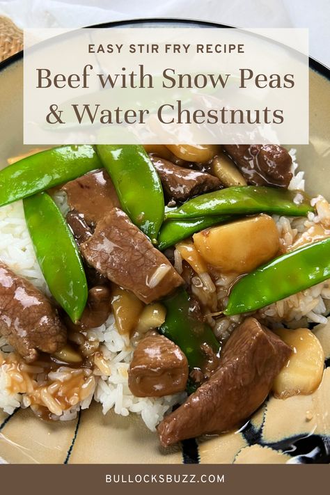 A quick and easy stir fry recipe featuring tender beef, crisp snow peas, and water chestnuts in a savory brown sauce. Perfect for dinner! #StirFry #EasyDinner #BeefRecipes Beef And Peapods, Water Chestnut Recipes, Beef With Snow Peas, Waterchestnut Recipes, Snow Pea Stir Fry, Stir Fry Snow Peas, Snow Peas Stir Fry, Chicken Snow Pea Stir Fry, Beef And Snow Pea Stir Fry