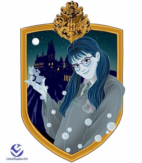 Lintushadow Art, Moaning Myrtle, Harry Potter Pin, Bubble Stickers, Pin Design, Harry Potter Characters, Ravenclaw, Diamond Art, Color Inspiration