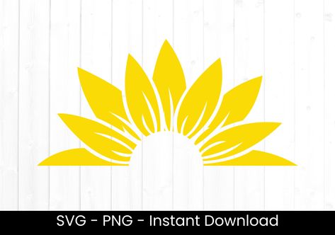 Half Sunflower Svg, Half Sunflower, Wildflower Clipart, Flower Branding, Sunflower Svg, Silhouette Design Studio, Pot Ideas, Sunflower Png, Sunflower Design