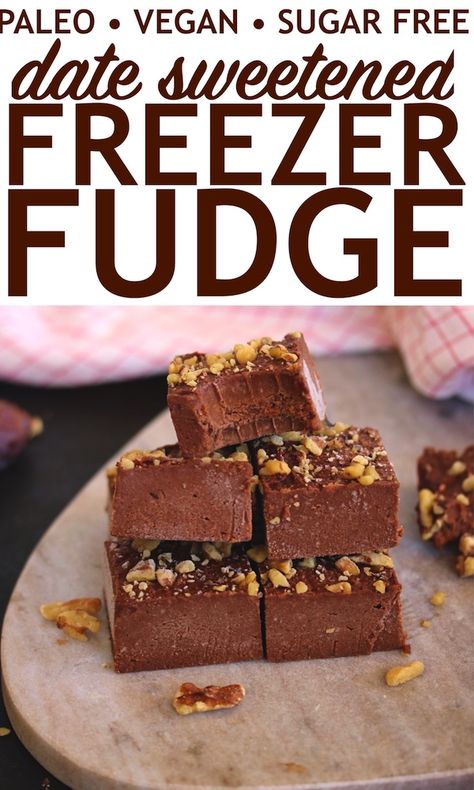 Date Fudge Recipe, Date Recipes Medjool Pregnancy, Vegan Date Recipe, Date Sweetened Desserts, Bodybuilding Desserts, Df Dessert, Paleo Deserts, Freezer Fudge, Sugar Free Fudge