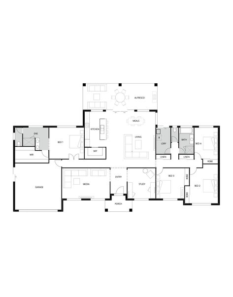 Retreat 305 - Acreage Home Design | Hallmark Homes Acerage Homes, House Plans Australia, L Shaped House, Hallmark Homes, Double Storey House, Home Design Floor Plans, Build Your Own House, Storey Homes, Home Building Design