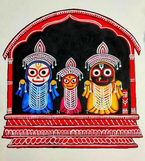 Jaganath Prabhu Painting, Jagannath Canvas Painting, Jaganath Prabhu Drawing, Pattachitra Paintings Easy, Jagganath Lord Painting, Puri Jagannath Painting, Jagannath Painting Art, Jagannath Painting Easy, Jagannath Drawing