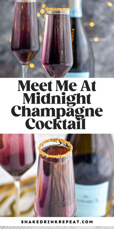 This champagne cocktail goes out to all of the Swifties. Inspired by Taylor Swift's newest album, our Meet Me at Midnight Champagne Cocktail is perfect for sipping on while listening to her songs or toasting at midnight on New Year's Eve! Taylor Swift Cocktails, Maroon Cocktail, New Years Eve Drinks, New Year's Drinks, New Years Cocktails, Champagne Recipes Cocktails, Taylor Swift Birthday Party Ideas, Champagne Punch, Meet Me At Midnight