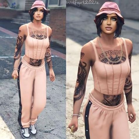 Gta Outfit Ideas Female, Girly Gta Outfits, Gta 5 Outfits Female No Mods, Gta 5 Fivem Outfits Female, Gta Woman Outfits, Gtav Outfits Female, Gta 5 Outfits Female Aesthetic, Gta V Female Outfits, Gta Female Character