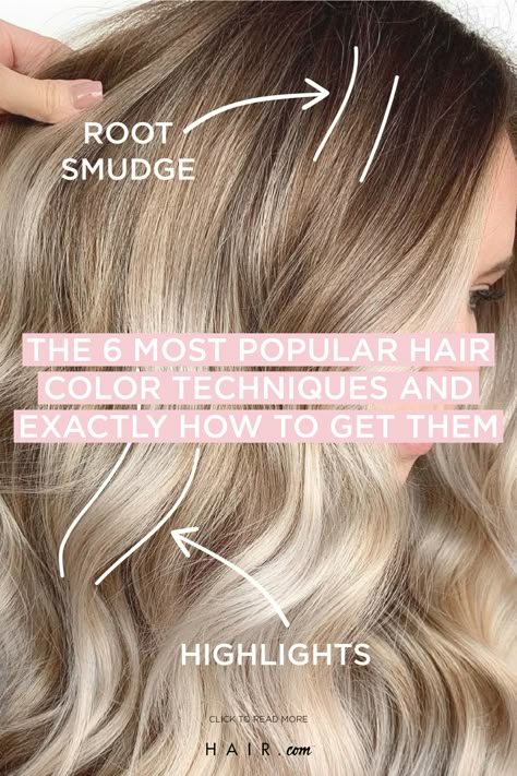 Blonde Hair Color Techniques, Types Of Hair Dye Techniques, Different Hair Color Techniques, How To Ombre Hair, How To Smudge Roots At Home, Color Techniques Hair, Hair Color Application Techniques, Hair Highlight Techniques, Hair Techniques Color