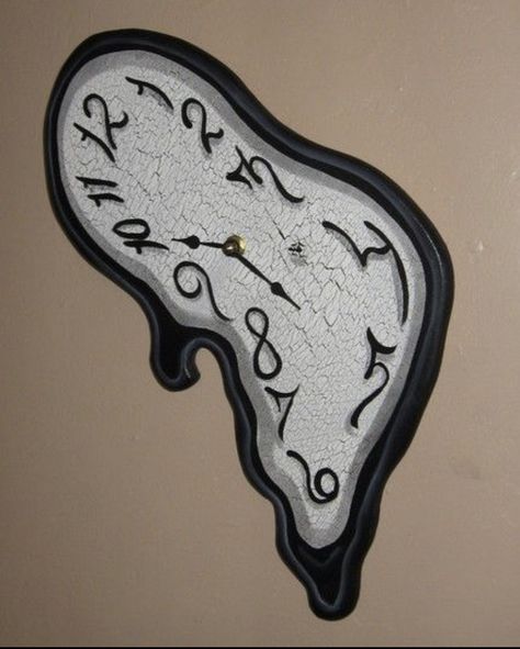 Dripping Clock Tattoo, Melting Clock Tattoo Design, Melting Clock Painting, Melting Clock Drawing, Dali Clock Tattoo, Clocks Drawing, Melting Clock Tattoo, Surreal Clock, Clock Artwork