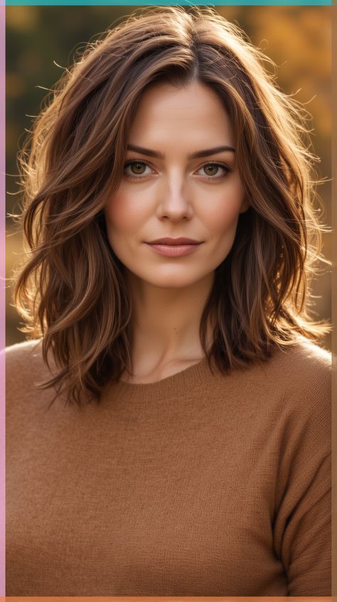 Fall 2024 Hair Cut Trends Brunette, Autumn Haircuts 2024, 2024 Lob Hair Trends, Brown Hair Round Face, Medium Length Hair Styles Fall 2024, Fall Medium Length Hair, Hair Fall 2024, Autumn 2024 Hair Trends, Haircuts For Oval Shaped Face Medium