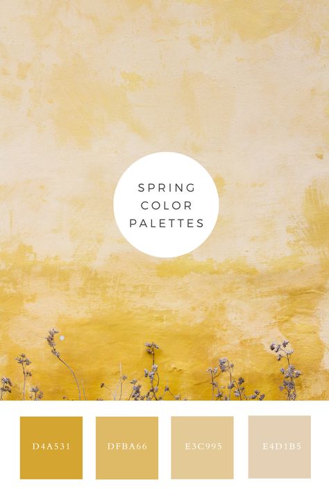 This image features a spring yellow color palette, with a warm, sunlit yellow wall as the backdrop for dried plants. The texture of the wall and the subtle shadows create a rustic, earthy feel that evokes the warmth and simplicity of a spring day. Dusty Yellow Color Palette, Light Yellow Color Scheme, Pastel Yellow Colour Palette, Earthy Yellow Color Palette, Yellow Shades Colour Palettes, Subtle Color Palette, Yellow Pastel Color Palette, Zen Color Palette, Yellow Pastel Color