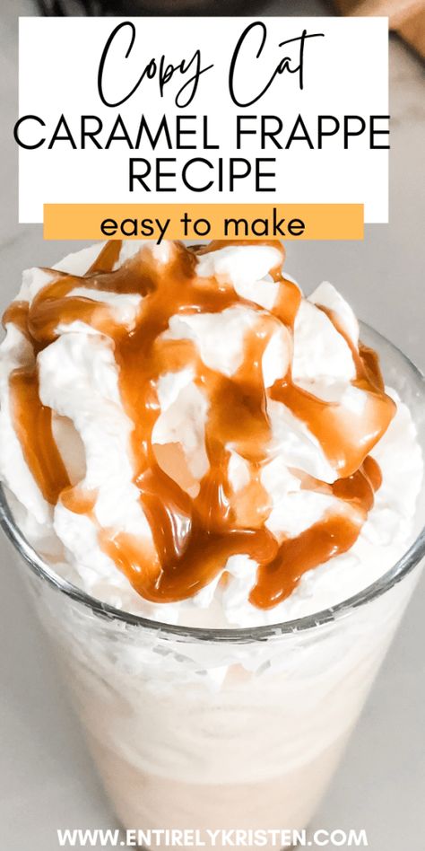 Mcdonald's Carmel Frappe Recipe, Low Carb Caramel Frappe, Mcdonald’s Caramel Frappe Recipe, Frozen Coffee Recipe Easy, Homemade Caramel Frappe, Diy Caramel Frappe, Mr Coffee Frappe Maker Recipes, Mcdonalds Caramel Frappe Recipe, Diy Frappe