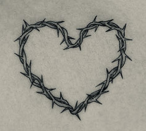 Thorn Heart Tattoo Design, Rose Thorn Heart Tattoo, Heart And Thorns Tattoo, Crown Of Thorns Heart Tattoo, Thorned Heart Tattoo, Hollow Heart Tattoo, Thorny Heart Tattoo, Gothic Heart Drawing, Heart Of Thorns Tattoo