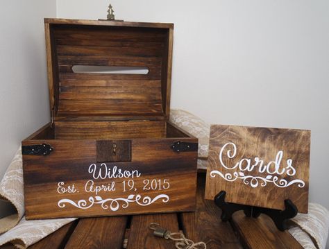 Hey, I found this really awesome Etsy listing at https://www.etsy.com/listing/210413857/rustic-wooden-wedding-card-chest-with Modern Wedding Diy, Wedding Cards Keepsake, Wood Box Wedding, Wood Card Box, Rustic Card Box, Personalized Wedding Card Box, Rustic Card Box Wedding, Wooden Card Box, Money Box Wedding