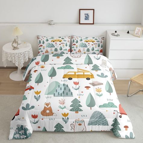 Amazon.com: Erosebridal Rustic Farmhouse Comforter Set Twin,Happy Camping Bedding for Camper,Cartoon Jungle Fox Rabbit Bedding,Botanical Tree Flower Mushroom Duvet Insert 2pcs Trailers Camper Decorations : Home & Kitchen Camping Bedding, Adventure Quilt, Flowers Mountain, Camper Car, Mountain Adventure, Travel Car, Rv Accessories, Down Comforter, Botanical Flowers