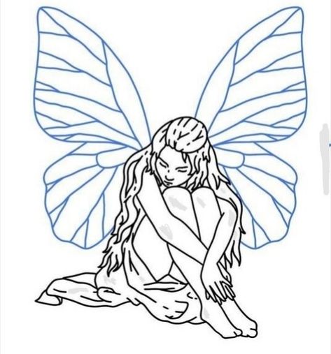 Fairy Hugging Herself Tattoo, Fairy Patchwork Tattoo, Naked Fairy Tattoo, Fairy Stencil, Floral Thigh Tattoos, Tiny Wrist Tattoos, Fairy Tattoo Designs, Patchwork Sleeve, Thigh Tattoos