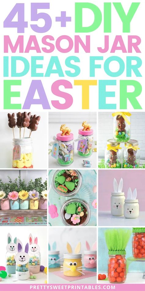 mason jar ideas for easter Easter Jar Crafts, Easter Jars Diy, Easter Gifts For Kids Diy, Easter Crafts For Adults To Sell, Easter Mason Jar Ideas, Easter Candy Jars Diy, Diy Easter Gifts For Adults Simple, Easter Favors Ideas, Quick Easter Crafts