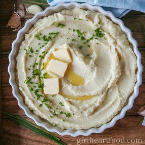 Celeriac Puree (Celery Root Puree) | Girl Heart Food® Mashed Cauliflower Healthy, Vegetable Rice Soup, Celeriac Mash, Parsnip And Apple Soup, Oven Baked Cod, Celery Root Puree, Root Vegetables Recipes, Cauliflower Mashed, Honey Mustard Salmon