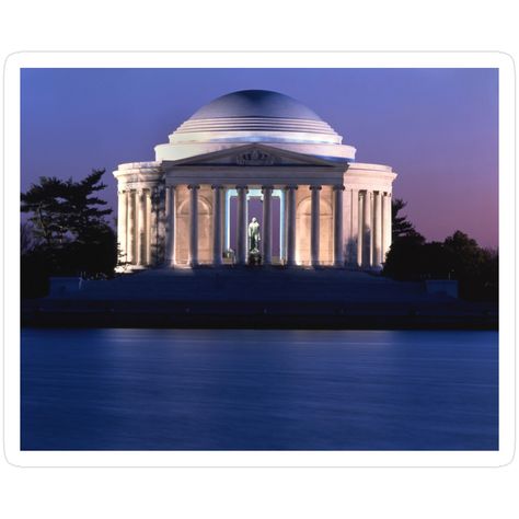 Decorate laptops, Hydro Flasks, cars and more with removable kiss-cut, vinyl decal stickers. Glossy, matte, and transparent options in various sizes. Super durable and water-resistant. This is a photograph of the Thomas Jefferson memorial at dusk. Jefferson Memorial, Thomas Jefferson, Decorate Laptops, Vinyl Decal Stickers, Kiss Cut, Vinyl Decal, Water Resistant, Kiss, Vinyl