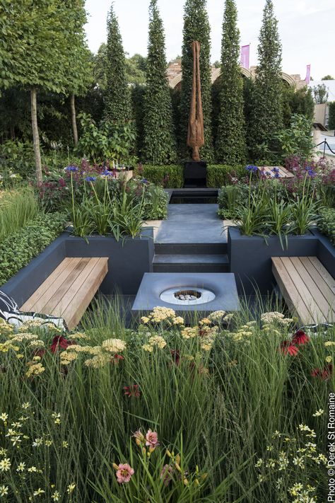 Garden Styles Design, Contemporary Garden Design Landscaping, Small Rectangle Garden Ideas, Triangular Garden Design, Wide Garden Design, Small Modern Garden Design, Rectangular Garden Design, Small Garden Plants, Wrap Around Garden