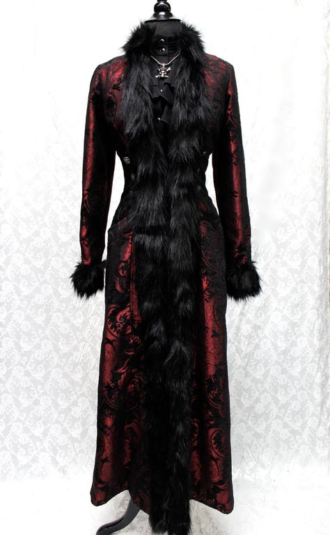 Black Tapestry, Dragons Clothes, Black Fur Coat, Medieval Europe, Full Length Coat, Woven Tapestry, Tapestry Fabric, Goth Dress, Decorative Buttons