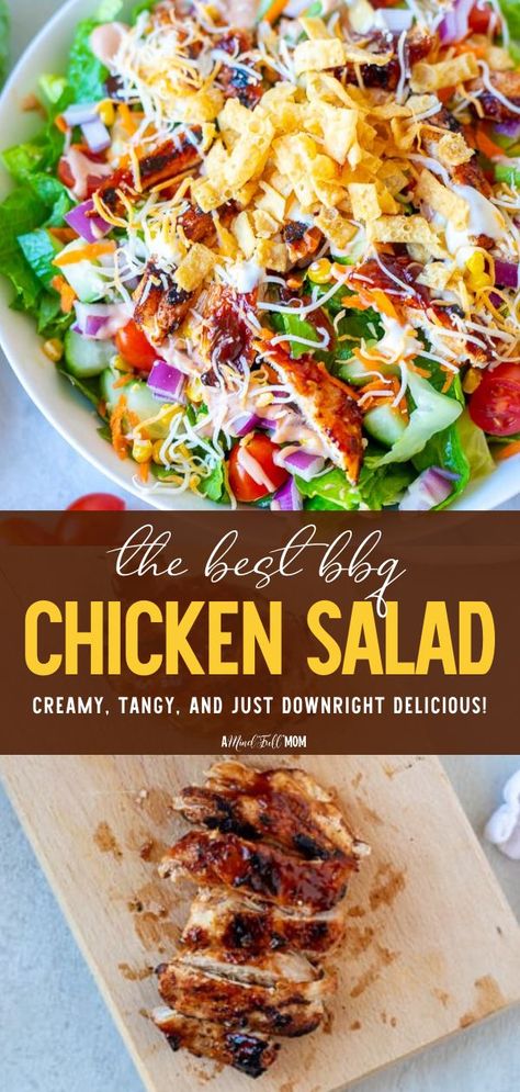 Grilled Bbq Chicken Salad, Chicken On Salad Recipes, Salad And Chicken Recipes, Family Salad Dinners, Dinner Ideas Bbq Chicken, Bbq Chicken Salad Meal Prep, Salad With Bbq Chicken, Chicken Chef Salad, Cpk Bbq Chicken Salad Copycat