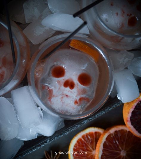 Horror Food, Skull Mold, Festive Cocktails, Orange Soda, Ice Molds, Ice Melting, Halloween Inspo, Halloween Food, Sugar Skulls