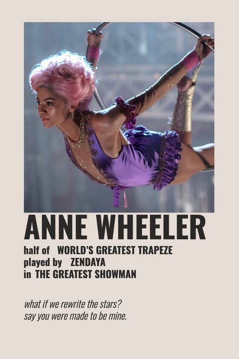 The Greatest Showman Anne Wheeler, Zendaya Anne Wheeler, Zendaya Characters, The Greatest Showman Characters, The Greatest Showman Zendaya, Zendaya Greatest Showman, Character Polaroid Poster, Character Polaroid, Anne Wheeler