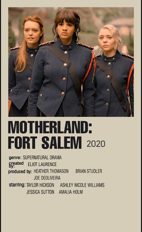 Motherland Fort Salem Poster, Salem Tv Show, Motherland Fort Salem, Fort Salem, Ashley Nicole, Girly Movies, Polaroid Poster, Aesthetic Movies, Movie Poster