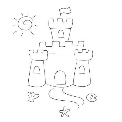 Broken Box Stock: Free Summery Sandcastle Sandcastle Doodle, Sandcastle Coloring Page, Sandcastle Template Printable, Sandcastle Illustration, Sand Castle Tattoo, Sandcastle Drawing, Sand Castle Drawing, Sand Castle Craft, Sand Art Crafts