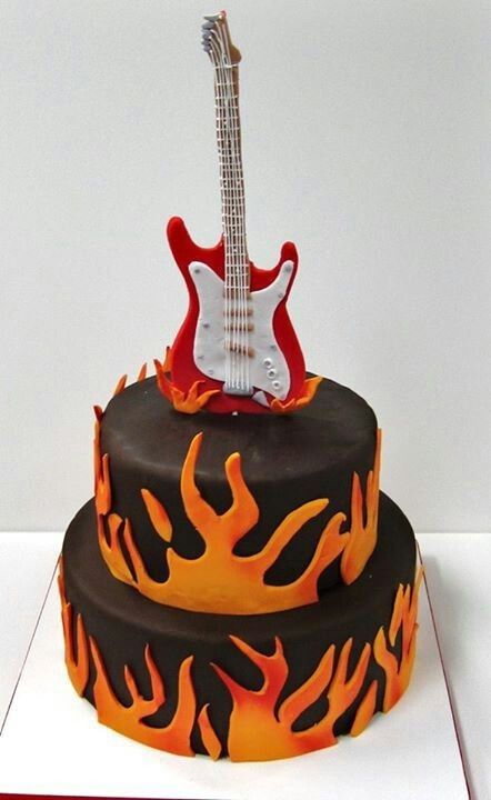 Music Cake Ideas, Music Birthday Cake, Rock Star Cakes, Guitar Birthday Cakes, Cupcakes Design, Rock And Roll Birthday, Music Cakes, Rockstar Birthday, Music Cake