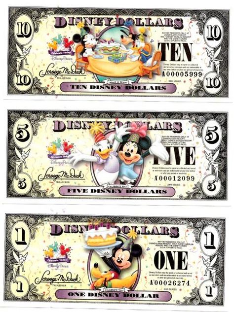 Disney Dollars Disney Money Printable, Disney Dollars, Mickey Mouse Classroom, Disney Money, Hello Kitty Printables, Play Money, Vintage Disneyland, Disney Party, Art Drawings For Kids