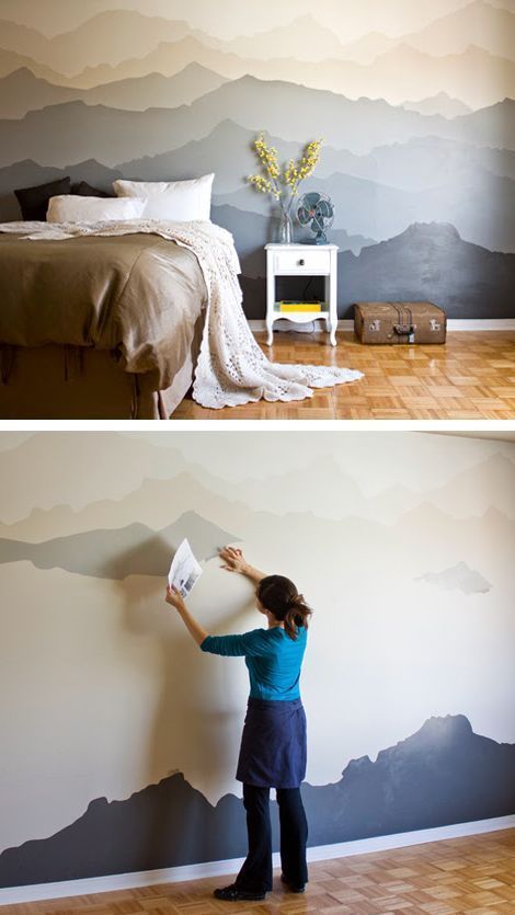 Mountain Bedroom, Design Ložnic, Koti Diy, Mountain Mural, Diy Wall Painting, Bedroom Murals, Dekor Diy, Diy Casa, Design Del Prodotto