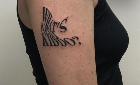 Warped Words Tattoo, Melting Text Tattoo, Distorted Word Tattoo, Warped Text Tattoo, Vibe Tattoos, Wrap Around Tattoo, Cool Font, One Tattoo, Abstract Tattoos