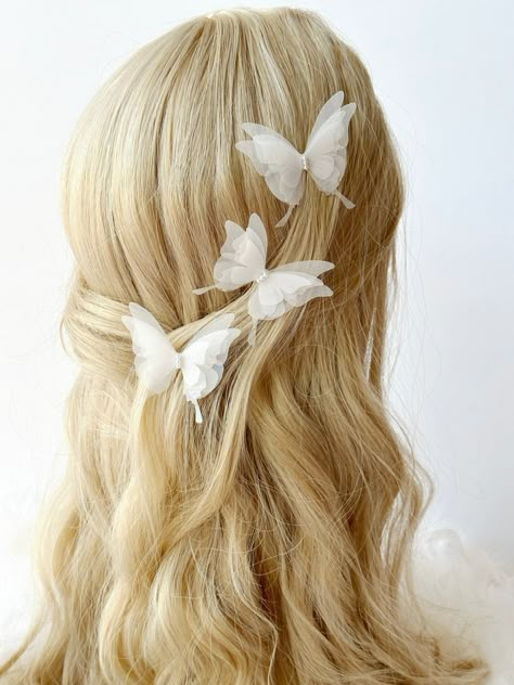 Wedding Hair With Butterflies, Veil With Butterflies, Fairy Real, Body Decoration, Butterfly Wedding, Hair Flowers, Glitter Hair, Wedding Dress Styles, Makeup Kit