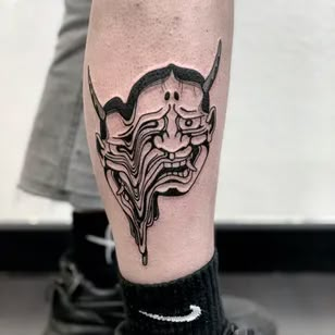 Japanese Hannya Mask Tattoos: Meaning & Designs | Tattoodo Scary Tattoo Ideas, Mascara Hannya, Hannya Maske, Matching Bff Tattoos, Oni Tattoo, Hannya Mask Tattoo, Traditional Tattoo Inspiration, Scary Tattoos, Mask Tattoo