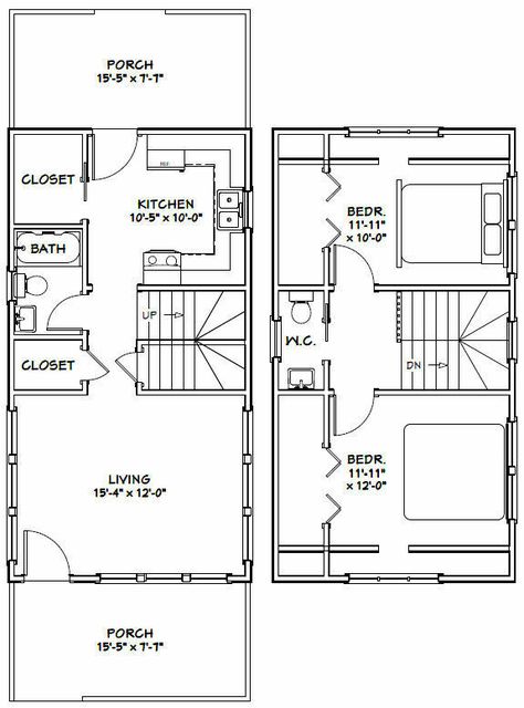 16X30 HOUSE --878 sq ft -- PDF Floor Plan -- Model 23C - $29.99 | PicClick Comfy Homes, Granny Pad, Wooden Tent, Cabin Architecture, Investment House, Arched Cabin, Little House Plans, Novel Ideas, Garage Apartments