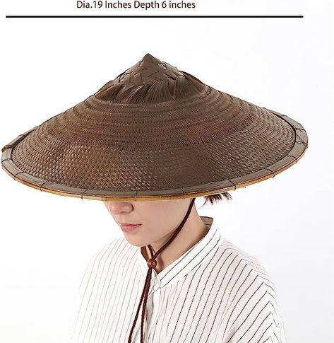 xihexi Handmade Bamboo Sun Hat Straw Hat Dia.19 Inches Depth 6 inches (Brown) at Amazon Women’s Clothing store Foggy Swamp Tribe, Japanese Straw Hat, Foggy Swamp, Samurai Hat, Japanese Hat, Bamboo Fashion, Chinese Hat, Bamboo Hat, Forest Clothes