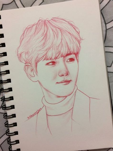 Exo Drawing, Baekhyun Fanart, Exo Art, Exo Fan Art, All Day Everyday, Beauty Art Drawings, Kpop Drawings, Love Drawing, Bts Drawings