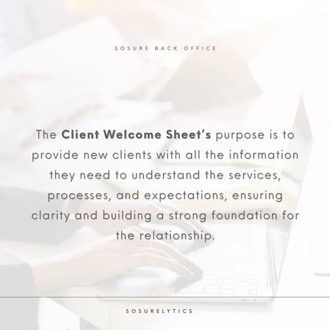 So you've understood your client and their customers. Now onboard them with a comprehensive welcome kit. The 3rd sheet on the Client Communication chapter of the #sosurebackoffice Starting off with a Welcome message for your client and a brief on what's on the sheet 📃 The sheet contains different components such as 🔸Company Overview 🔸Services Provided 🔸Onboarding process 🔸Communication guidelines 🔸Content creation process 🔸Reporting & Metrics 🔸FAQs 🔸Client Responsibilities 🔸Support... Communication Guidelines, Welcome Kit, Welcome Message, Onboarding Process, The Client, Content Creation, Social Media Manager, Understanding Yourself, Communication