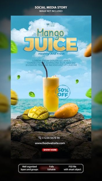 Juice Social Media Design, Avocado Drink, Social Media Summer, Mango Milkshake, Smoothie Juice, Restaurant Advertising, Drink Poster, Photoshop Tutorial Photo Editing, Tropical Smoothie