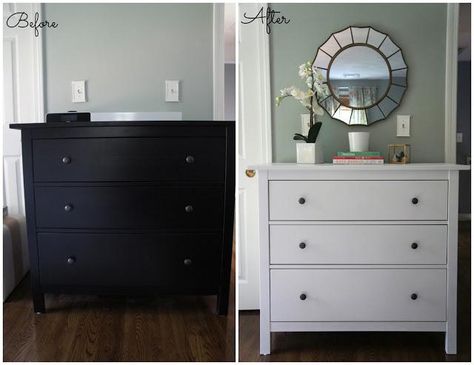 Ikea Hemnes Dresser (Guest Bedroom Update) Ikea Bedroom Furniture, Ikea Hemnes Dresser, Hemnes Dresser, Bedroom Ikea, Dresser Makeovers, Dresser White, Bedroom Furniture Makeover, Ikea Living Room, Black Bedroom Furniture