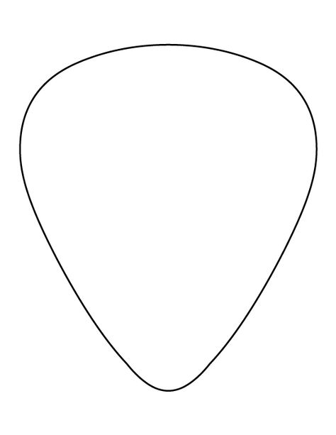 Guitar pick pattern. Use the printable outline for crafts, creating stencils, scrapbooking, and more. Free PDF template to download and print at http://patternuniverse.com/download/guitar-pick-pattern/ Guitar Stencil Free Printable, Printable Guitar Template, Guitar Pick Tattoo Ideas, How To Make Guitar Picks, Guitar Template Free Printable, Guitar Pick Crafts, Guitar Pick Drawing, Diy Guitar Pick, Guitar Picks Crafts