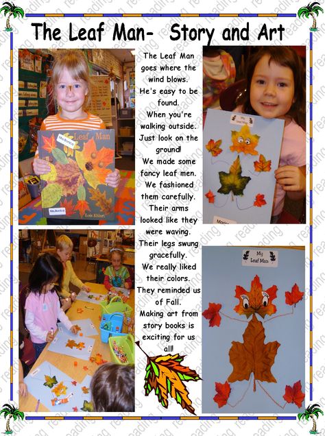 The Leaf Man...an art project Leaf Man, Fall Preschool Activities, Fall Lessons, Eyfs Activities, Tree Study, Fall Art Projects, Fall Kindergarten, Creative Curriculum, Fall Preschool